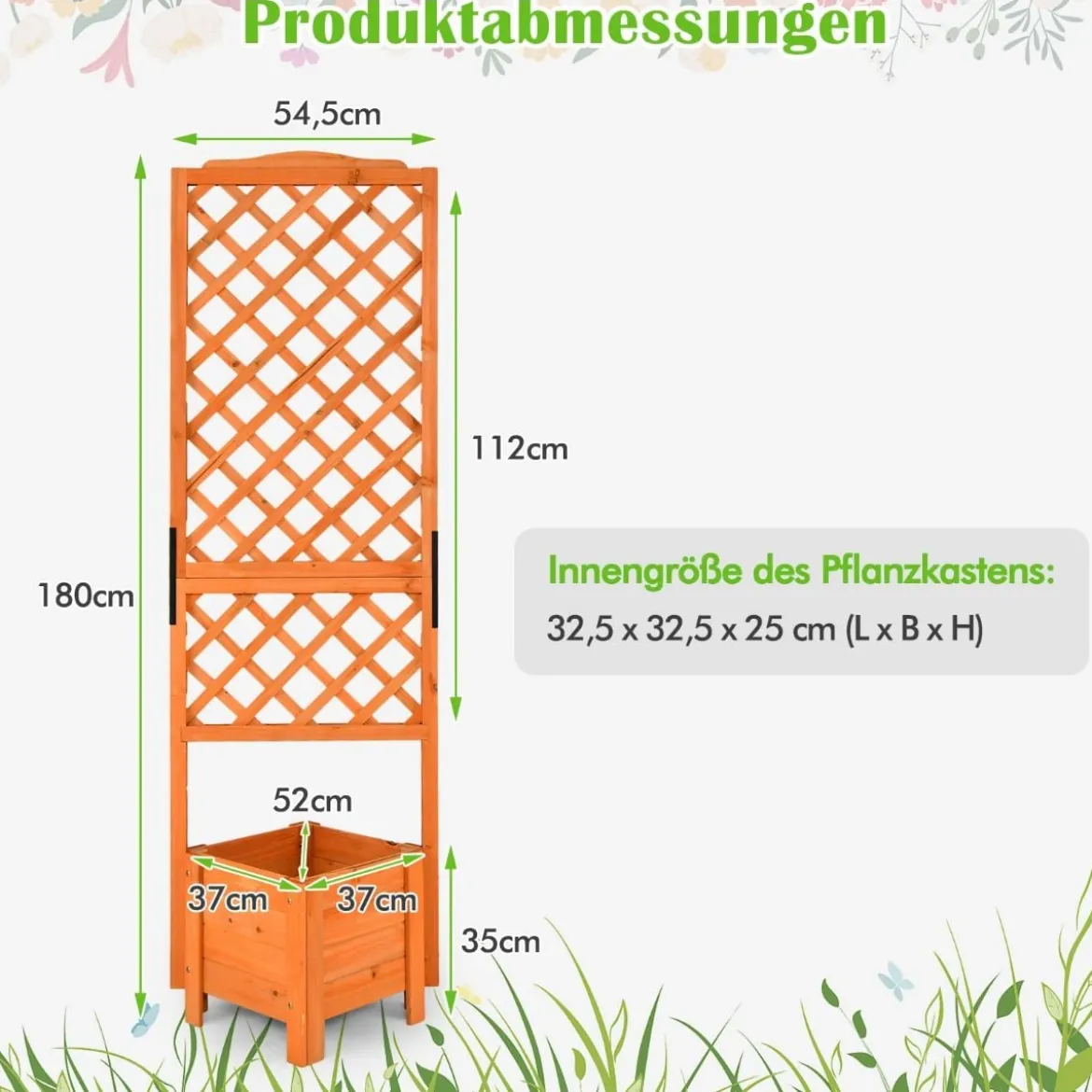 Pflanzkasten 180 cm Hohes Gartenbeet mit Spalier Orange