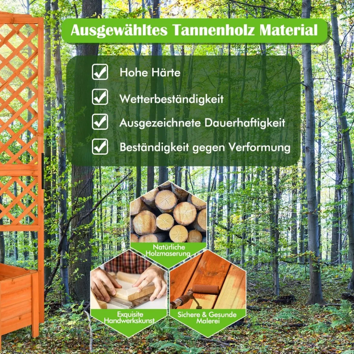 Pflanzkasten 180 cm Hohes Gartenbeet mit Spalier Orange