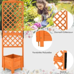Pflanzkasten 180 cm Hohes Gartenbeet mit Spalier Orange