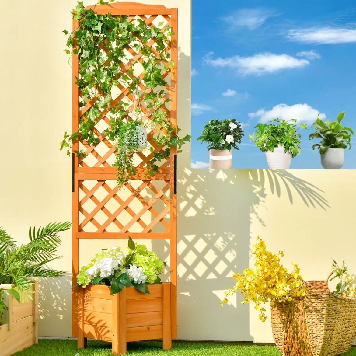 Pflanzkasten 180 cm Hohes Gartenbeet mit Spalier Orange