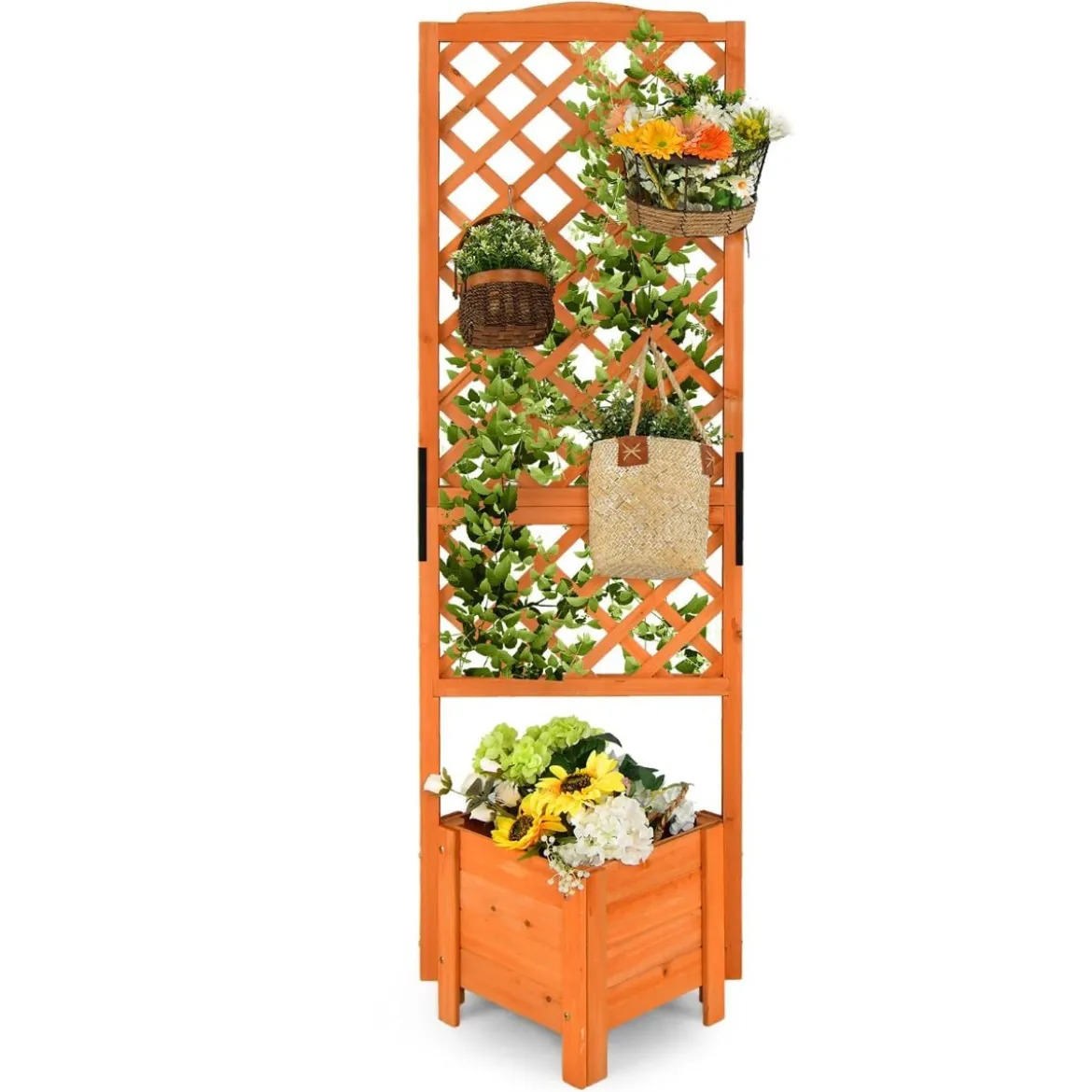 Pflanzkasten 180 cm Hohes Gartenbeet mit Spalier Orange