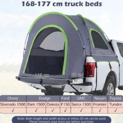 Pickup Truck Zelt für 4 Personen mit Abnehmbarem Regenschutz 168-177 cm Wasserfestes Campingzelt