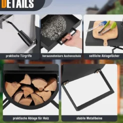 Pizzaofen Outdoor Pizzaofen mit Seitenablagen Grillrost aus Edelstahl Pizzaschaufel für Garten