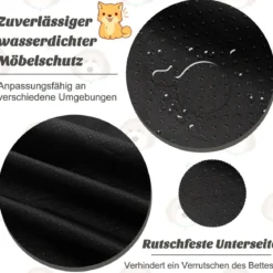 Plüschbett für Hunde mit rutschfester Unterseite abnehmbarem waschbarem Bezug & weicher Nackenrolle mittelgroße 112 x 101 cm Schwarz