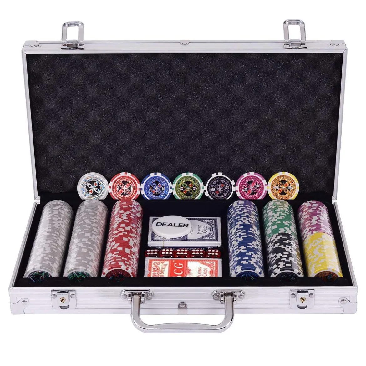 Pokerset Pokerkoffer 300 Laser-Chips Alukoffer inkl. Komplettset
