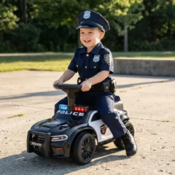 Polizei-Rutscher-Auto für Kleinkinder Rutschauto mit blinkenden Lichtern Musik Sirene Schwarz