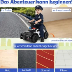 Polizei-Rutscher-Auto für Kleinkinder Rutschauto mit blinkenden Lichtern Musik Sirene Schwarz