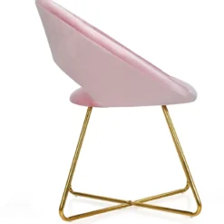 Polstersessel mit Metallbeinen Schminktisch Stuhl bis 120kg belastbar Wohnzimmerstuhl Rosa