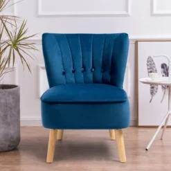 Polsterstuhl Esszimmerstuhl gepolstert Wohnzimmerstuhl Designerstuhl Akzentstuhl Blau