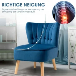 Polsterstuhl Esszimmerstuhl gepolstert Wohnzimmerstuhl Designerstuhl Akzentstuhl Blau