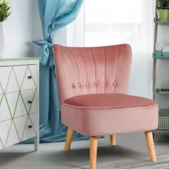 Polsterstuhl Esszimmerstuhl gepolstert Wohnzimmerstuhl Designerstuhl Akzentstuhl Rosa