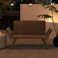 Polyrattan Gartenbank mit Liegefunktion & Verstellbaren Armlehnen Gartensofa Balkonbankbelastbar bis zu 300 kg