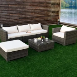 Poly Rattan Gartengarnitur Gartenset Rattanmöbel Lounge Set inkl. 2 Sets Kissenbezüge