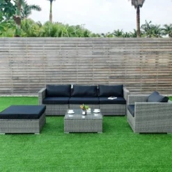 Poly Rattan Gartengarnitur Gartenset Rattanmöbel Lounge Set inkl. 2 Sets Kissenbezüge