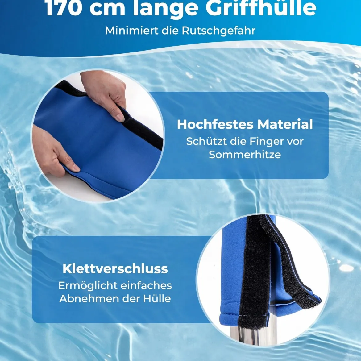 Pool Handlauf mit Griffabdeckung 304 Edelstahl Einstiegshilfe 250 kg Tragfähigkeit Schwimmbad Haltegriff