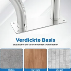 Pool Handlauf mit Griffabdeckung 304 Edelstahl Einstiegshilfe 250 kg Tragfähigkeit Schwimmbad Haltegriff