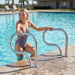Pool-Handlauf 82,5 x 57 cm Pool Haltegriff aus Edelstahl Sicherheitsgriff für Schwimmbad bis 180 kg Belastbar