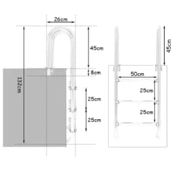 Poolleiter 3-stufig Sicherheitsleiter Schwimmbad 132 x 50 x 26 cm Edelstahl