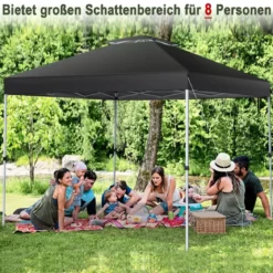 Pop-up-Überdachungszelt Outdoor Partyzelt mit verstellbarer Höhe 305 x 305 cm Schwarz