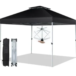 Pop-up-Überdachungszelt Outdoor Partyzelt mit verstellbarer Höhe 305 x 305 cm Schwarz