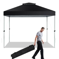 Pop-up-Überdachungszelt Outdoor Partyzelt mit verstellbarer Höhe 305 x 305 cm Schwarz