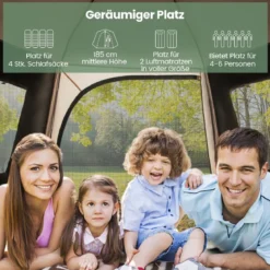 Pop-up-Campingzelt mit Automatischer Halterung & Tragetasche Doppellagiges Kabinenzelt Beige