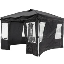 Pop Up Faltpavillon 300 x 300 cm Höhenverstellbarer Pavillon mit 4 Abnehmbaren Seitenwänden