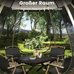 Pop-up-Mesh-Pavillon für 4–6 Personen 310 x 270 cm faltbares Outdoor-Campingzelt mit Rundum-Mesh