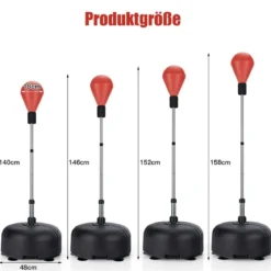 Punchingball 140-158 cm höhenverstellbar Boxsack Set freistehend Standboxball