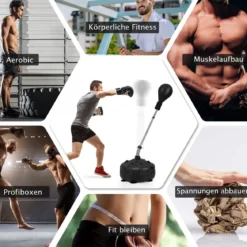 Punchingball mit Ständer 137–156 cm Höhenversetllbarer Boxstand Punching Ball mit Befüllbarem Ständer
