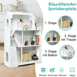 Puppenhaus Holz 2 in 1 Barbie Haus Kinder Bücherregal mit Zubehöre mit Speicherplatz Kindergeschenk