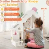 Puppenhaus Holz 2 stöckige Puppenstube mit Zubehör & Möbeln 81 x 30 x 86 cm Weiß