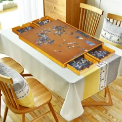 Puzzletisch mit 4 Schubladen Puzzle Board Holz 80 x 65cm