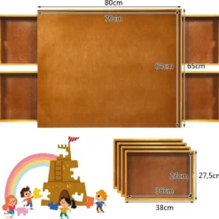 Puzzletisch mit 4 Schubladen Puzzle Board Holz 80 x 65cm