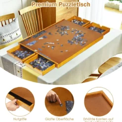 Puzzletisch mit 4 Schubladen Puzzle Board Holz 80 x 65cm