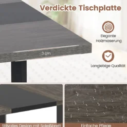 Quadratischer Konferenztisch mit Metallrahmen Besprechungstisch Seminartisch Grau