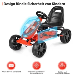 Racing Gokart mit Pedalen Outdoor-Gefährt mit verstellbarem Sitz 100 x 58,5 x 62 cm Rot