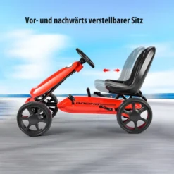 Racing Gokart mit Pedalen Outdoor-Gefährt mit verstellbarem Sitz 100 x 58,5 x 62 cm Rot