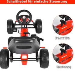 Racing Gokart mit Pedalen Outdoor-Gefährt mit verstellbarem Sitz 100 x 58,5 x 62 cm Rot