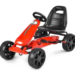 Racing Gokart mit Pedalen Outdoor-Gefährt mit verstellbarem Sitz 100 x 58,5 x 62 cm Rot