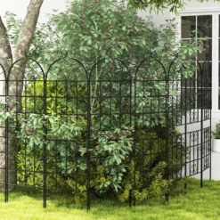 Rankgitter Metall 4er Set dekorativer Gartenzaun freistehende Rankhilfe Spalier Garten zum Stecken Schwarz 180 x 50 cm