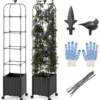 Rankhilfe mit Blumenkasten auf Rollen Garten Obelisk Höhenverstellbarer Rankgitter