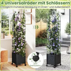 Rankhilfe mit Blumenkasten auf Rollen Garten Obelisk Höhenverstellbarer Rankgitter
