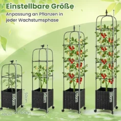 Rankhilfe mit Blumenkasten auf Rollen Garten Obelisk Höhenverstellbarer Rankgitter