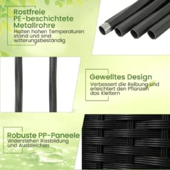 Rankhilfe mit Blumenkasten auf Rollen Garten Obelisk Höhenverstellbarer Rankgitter