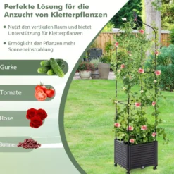 Rankhilfe mit Blumenkasten & Selbstbewässerung auf Rollen Garten Obelisk Tomatenturm