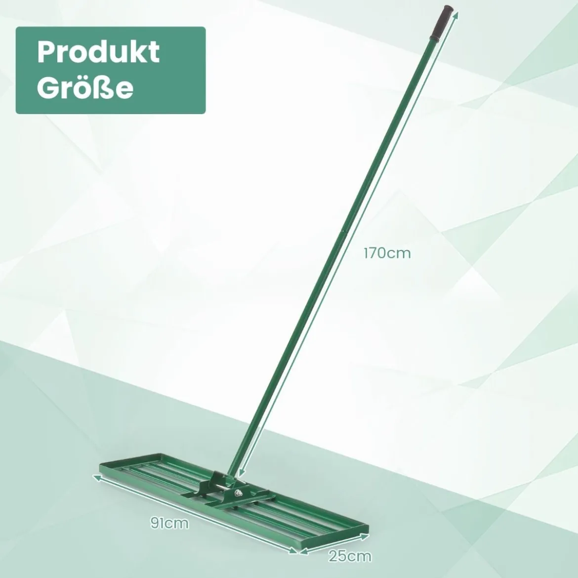 Rasen Nivellierrechen mit Ergonomischem Griff Metall Rasenrechen Nivellierung Flächenebner