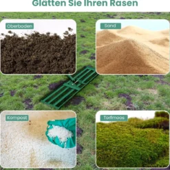 Rasen Nivellierrechen mit Ergonomischem Griff Metall Rasenrechen Nivellierung Flächenebner
