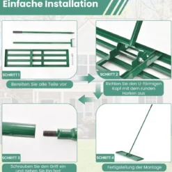 Rasen Nivellierrechen mit Ergonomischem Griff Metall Rasenrechen Nivellierung Flächenebner
