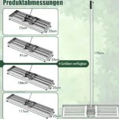 Rasen Nivellierrechen mit Ergonomischem Griff Metall Rasenrechen Nivellierung Flächenebner